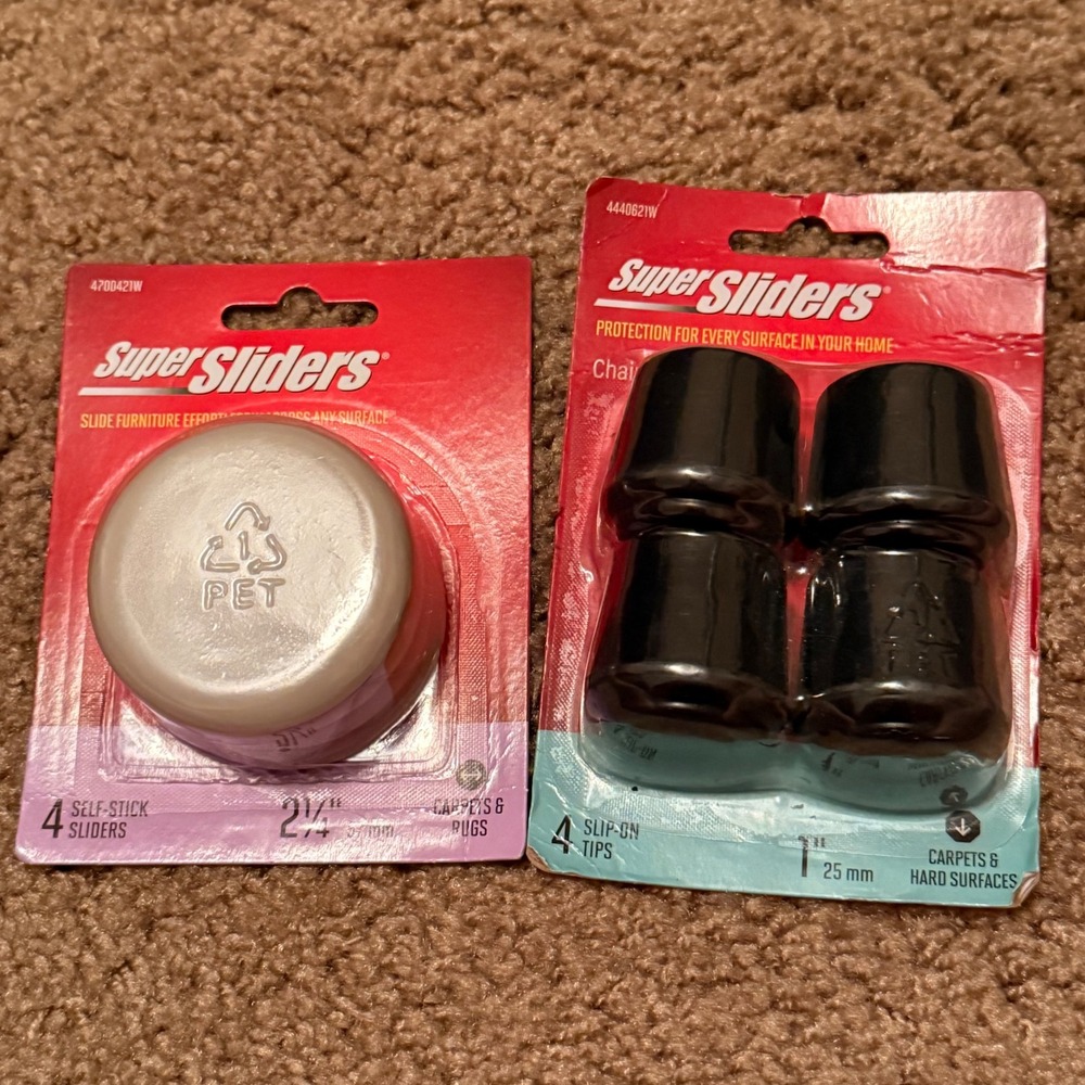 SuperSliders Furniture Sliders and Slip-On Chair Tips Bundle 8 Piece Total